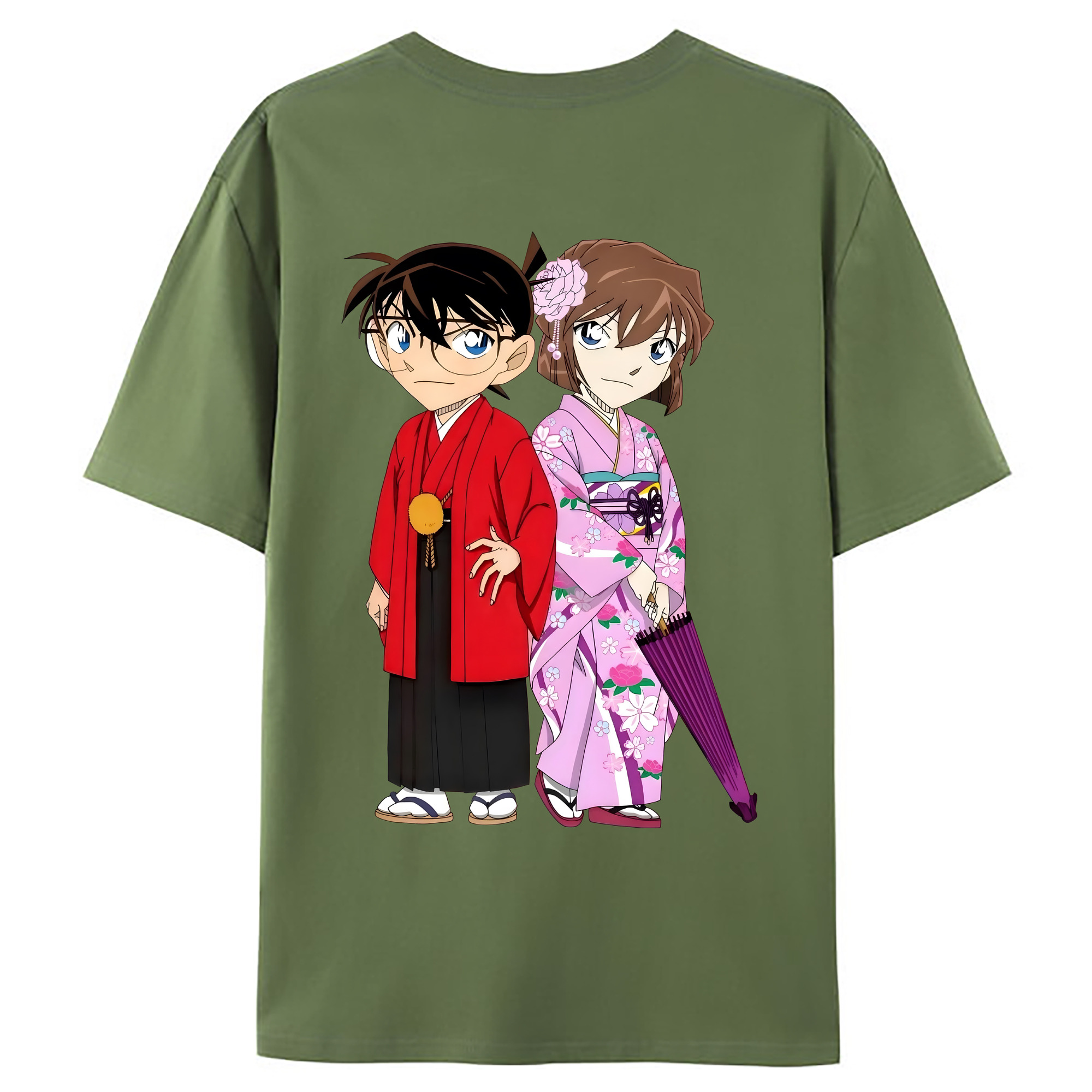 （画像用） 名探偵コナン 江戸川 コナン Detective Conan Conan Edogawa 綿100％ メンズ半袖Tシャツ（バックプリント） 通気性